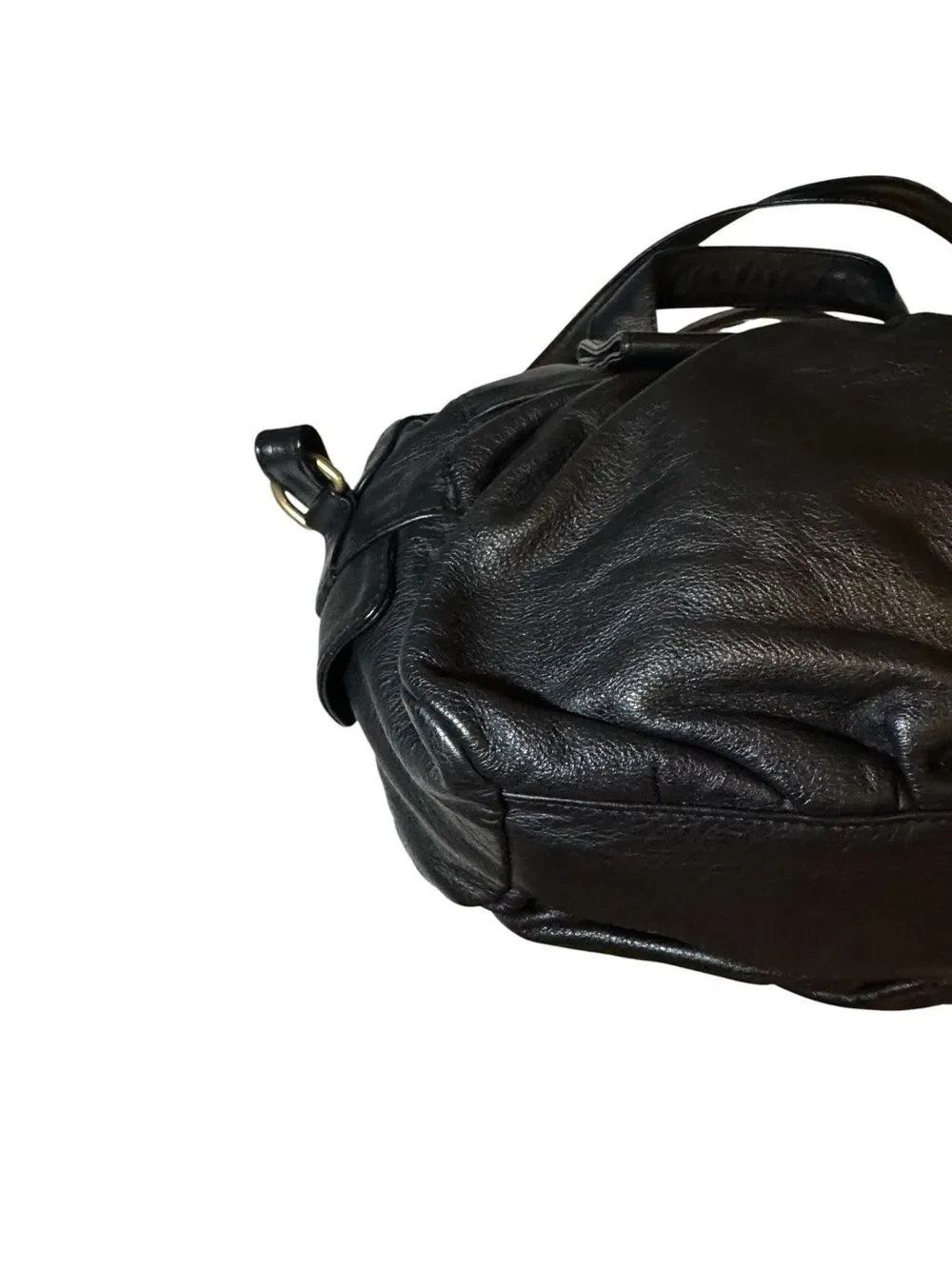 See by Chloe Black Leather Pleated Top Handle Bowler Boston 2way Satchel Auth